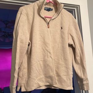 polo tan half zip up sweater/sweatshirt